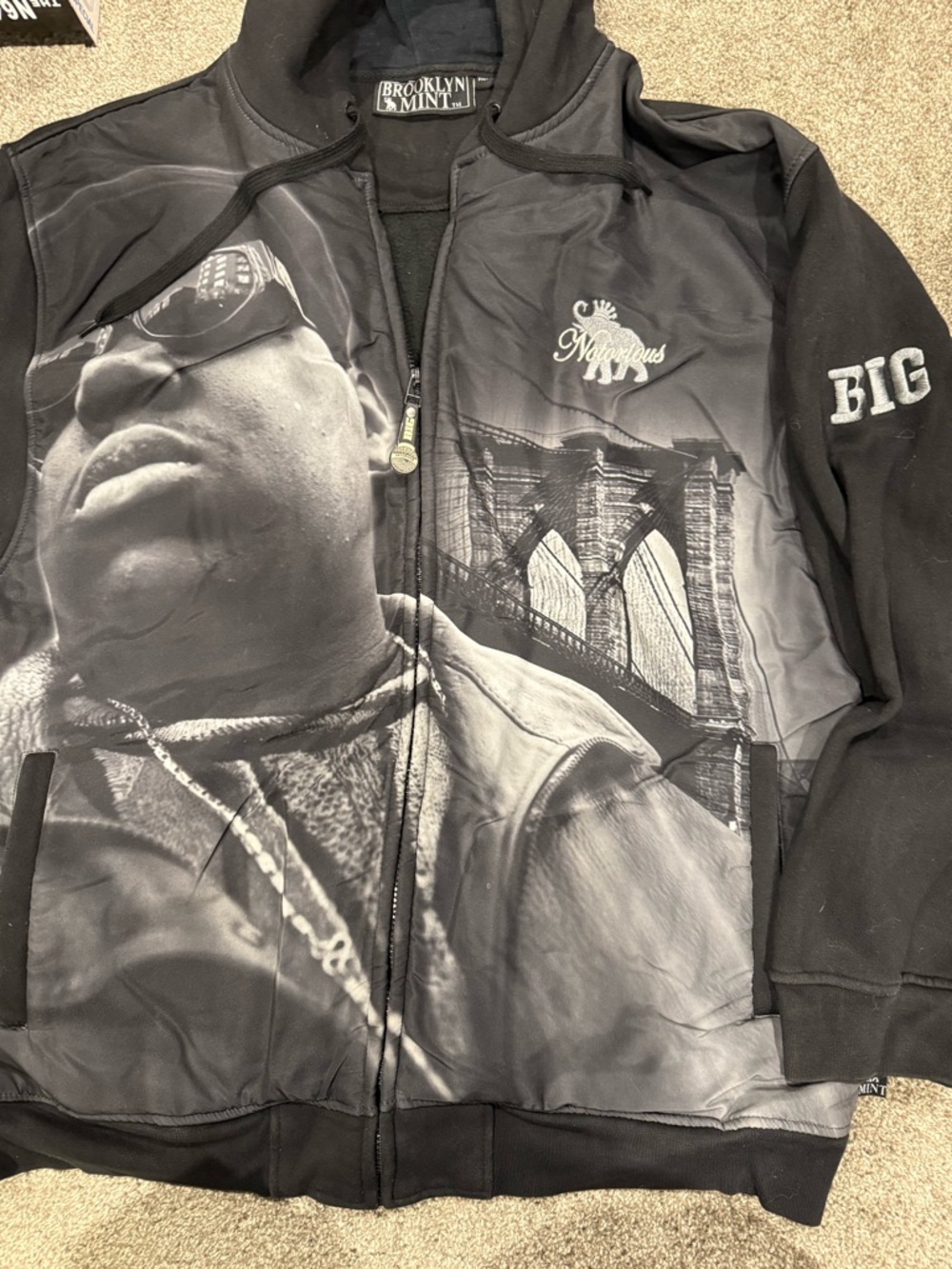 Rare Vintage Brooklyn Mint Notorious Big Black Hoodie Jacket size men’s xl